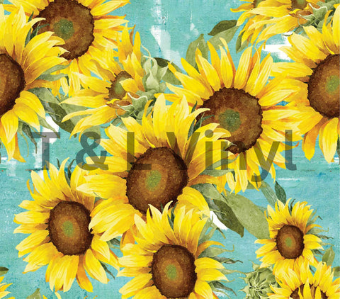 Teal and Sunflowers  20 oz Sublimation wrap (340)
