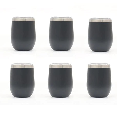 12oz Stemless Wine Glass Tumbler with Lid Stainless Steel Double Wall Vacuum Insulated Travel Cup - Black