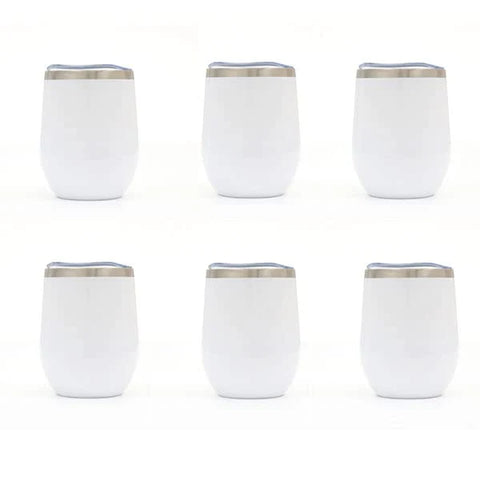 12oz White Stemless Wine Glass Tumbler with Lid Stainless Steel Double Wall Vacuum Insulated Travel Cup