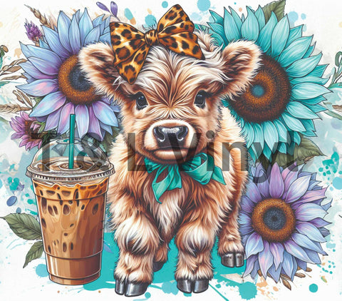 Highland cow and coffee  20 oz Sublimation wrap (338)