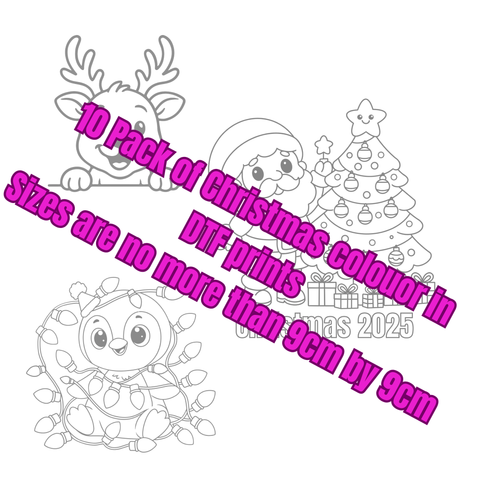 1048 DTF Christmas Colouring in shirt Mini Pack    - Kids Print