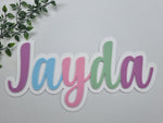 Acrylic Pastel Name Plaque 55cm long (ADD NAME TO NOTES BEFORE CHECKING OUT)