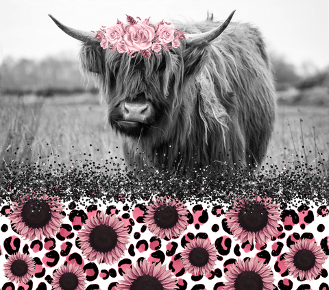 Pink Highland Cow 20 oz Sublimation wrap (215)