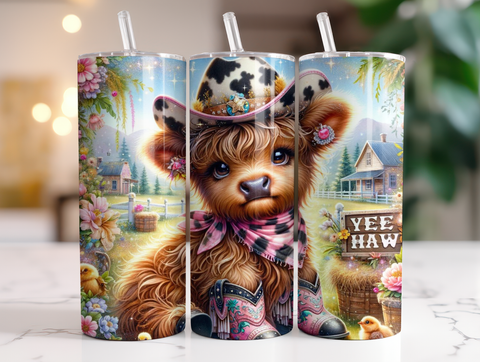 Country Highland Cow 20 oz vinyl wrap (287)