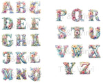 Large Clipart Sublimation images Floral Letters  - 178