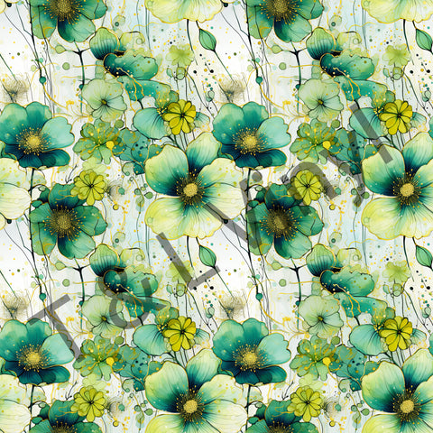 178 Green Floral 30cm x 30cm