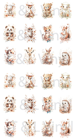 Cute watercolour animal Keyring Sublimation Prints 198