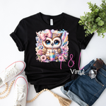 114 DTF Pastel Owl Adult Shirt print