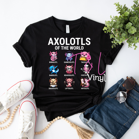 432 DTF Axolotls of the world  print