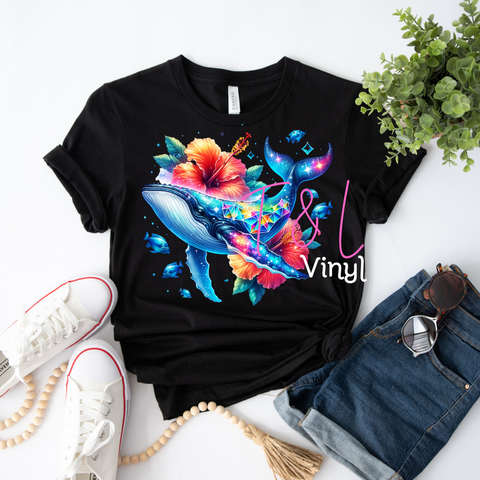 436 DTF Diamond Whale  print