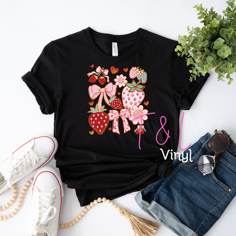 539 DTF Strawberries and pink print