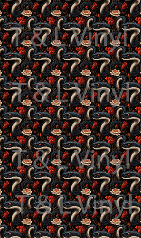 324 Snake and red flowers  Blank Sublimation Print