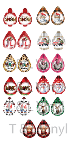 338 - Christmas teardrop earring Sublimation Prints