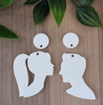 Acrylic Earrings - Her & Him with topper