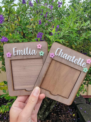 Dark Wood Personalised  Post it note holder Small (ADD NAME TO NOTES)