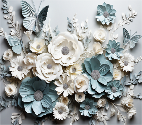 3D White Flowers 20 oz Sublimation wrap (191)