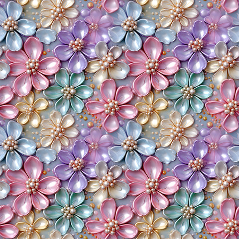 (40) 3D Pearl Flowers Print 30cm x 30cm