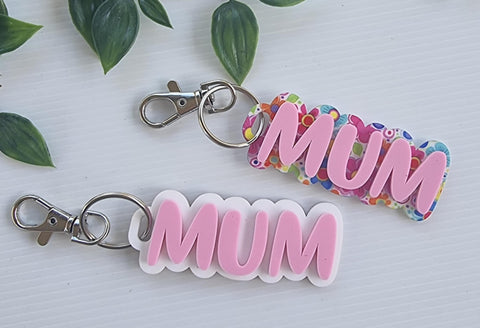 Mum Keyring comes with a white background