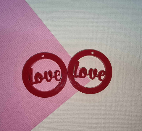 Valentines Day Acrylic Earrings - Love