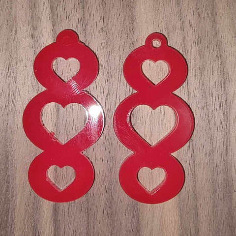 Valentines Day Acrylic Earrings - Heart Dangles