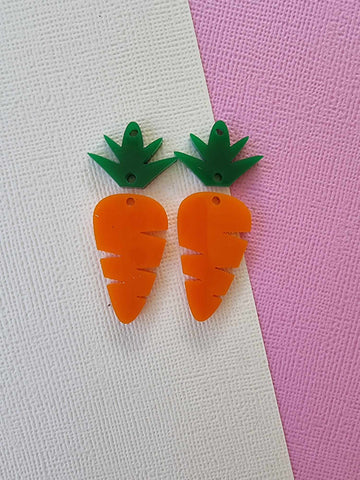 Easter Acrylic Earrings - 3 piece Carrot (Comes with same colour top and bottom)
