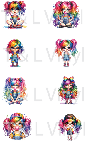 438 Rainbow Girl Bag tags  Sublimation Prints