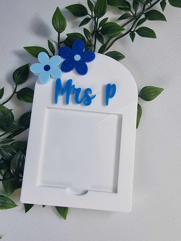 Arch WHITE  Personalised Acrylic Post it note holder Small (ADD NAME TO NOTES)