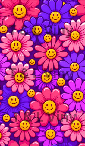 Smiley Flowers Blank Sublimation Sheet 80