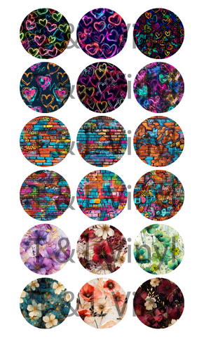 605 Hearts and Wall Graffiti Keyring Sublimation prints