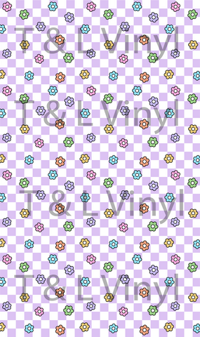 607 Purple flowers Checkers Sublimation prints