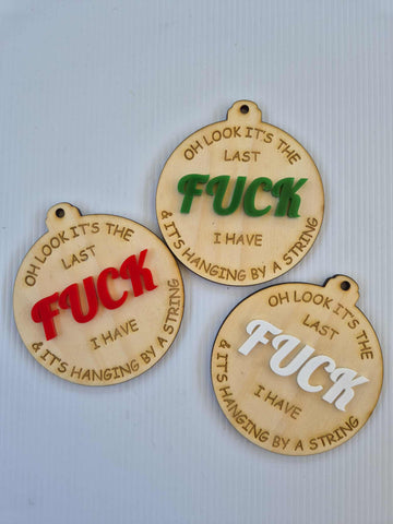 Last String Christmas Bauble 80mm (choose your colour for word)