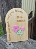 Flower Thank you teacher plaque (Please add name to notes)