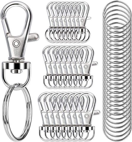 Swivel Snap Hooks with Key Rings, Premium Metal Swivel Lobster Claw Clasps