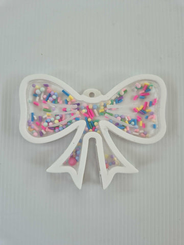 Glitter Shaker Acrylic Bow Bauble 10.5cm