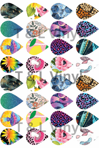 Teardrop Earring Sublimation Prints 34