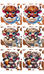 845 Highland Cow Cermaic Coaster  sublimation Print