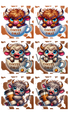 845 Highland Cow Cermaic Coaster  sublimation Print