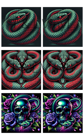 848 Snakes and Roses Cermaic Coaster  sublimation Print