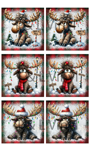 852 Reindeer Cermaic Coaster  sublimation Print