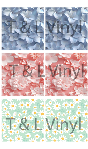 892 Floral Ceramic Square Coasters Sublimation Print