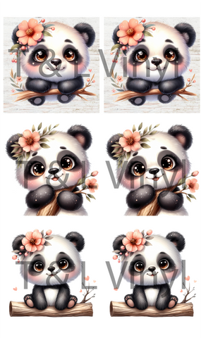 893 Cute Panda Ceramic Square Coasters Sublimation Print