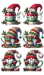 904 Christmas Gnomes for Ceramic Coasters Sublimation Print