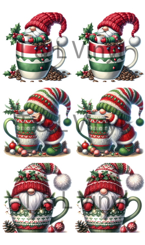 904 Christmas Gnomes for Ceramic Coasters Sublimation Print