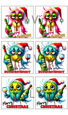 906 Funny Christmas for Ceramic Coasters Sublimation Print