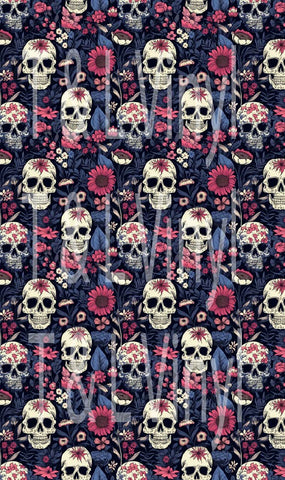 914 Floral Skulls Full Sublimation Print
