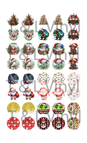 919 Christmas Sublimation Earring Prints for 3cm Acrylic Earrings