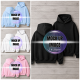 4x Hoodie Mock up images (No watermark added once downloaded)
