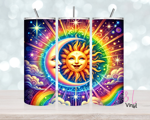 777 Neon sun and moon 20 oz Sublimation wrap