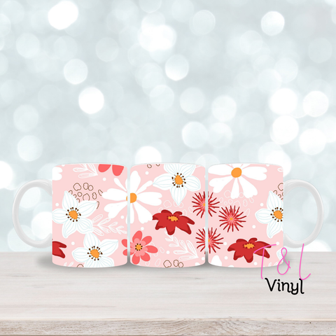 96 Pink floral - 11oz mug