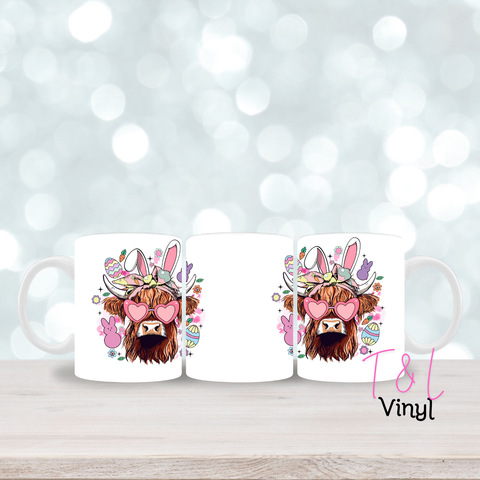 263 Highland Cow Easter  - 11oz mug